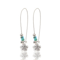 Bohemian style metal turquoise water drop flower earrings