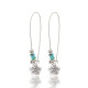 Bohemian style metal turquoise water drop flower earrings