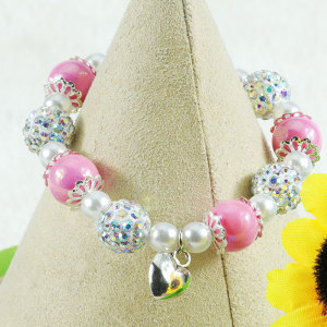Colorful Bead Children's Diamond Love Elastic Bracelet