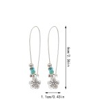 Bohemian style metal turquoise water drop flower earrings