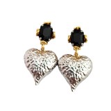 Metal Love Gold and Silver Earrings with Convex and Irregular Surface