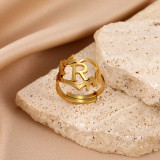 26 letters Stainless steel adjustable  ring