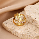 26 letters Stainless steel adjustable  ring