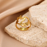 26 letters Stainless steel adjustable  ring