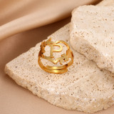 26 letters Stainless steel adjustable  ring