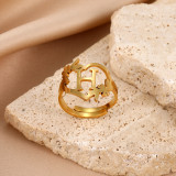 26 letters Stainless steel adjustable  ring