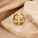 26 letters Stainless steel adjustable  ring