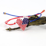 Handmade rice bead bracelet with American flag pattern beaded bracelet, American Independence Day bracelet