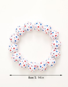 American Independence Day Flag Bright Wood Beaded Bracelet