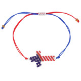 Handmade rice bead bracelet with American flag pattern beaded bracelet, American Independence Day bracelet