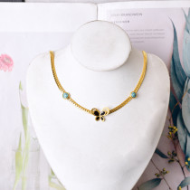 Stainless Steel Hollowed out butterfly Necklace Bracelet Earrings Three piece Set