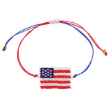 Handmade rice bead bracelet with American flag pattern beaded bracelet, American Independence Day bracelet