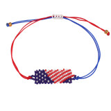 Handmade rice bead bracelet with American flag pattern beaded bracelet, American Independence Day bracelet