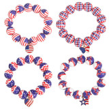 American Independence Day Flag Bright Wood Beaded Bracelet