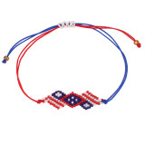 Handmade rice bead bracelet with American flag pattern beaded bracelet, American Independence Day bracelet