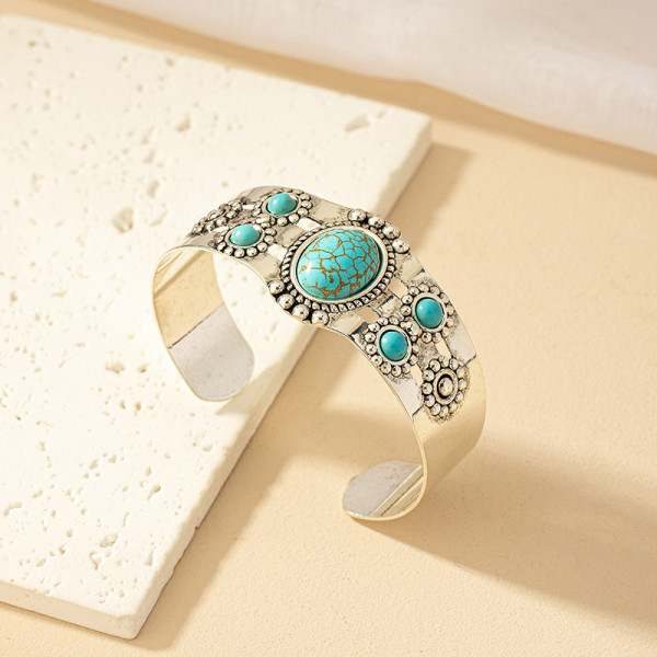 Alloy Turquoise Open Bracelet