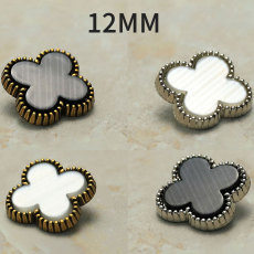 12MM Metal Clover imitation shell snap button charms