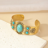 Alloy Turquoise Open Bracelet