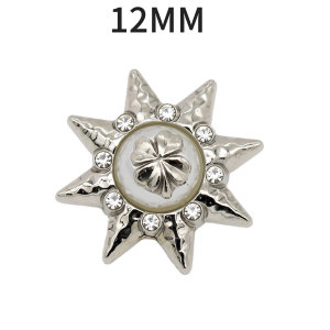 12MM Metal Sun studded pearl clover snap button charms