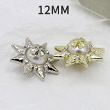 12MM Metal Sun studded pearl clover snap button charms