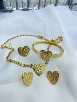 Stainless steel LOVE earrings, bracelets, necklaces, rings, four piece set