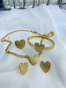 Stainless steel LOVE earrings, bracelets, necklaces, rings, four piece set