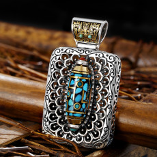 Taiyin Wanfo Chaozong Turquoise Rotating Bead Pendant