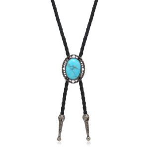 Turquoise Bolo Tie Pendant Western Cowboy Bolo Leather Tie