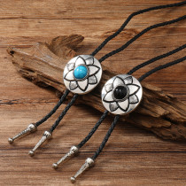 Polo Tie Metal Petal Leather Adjustable Necklace