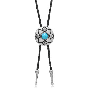 Polo Tie Metal Petal Leather Adjustable Necklace