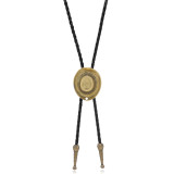 Fashionable retro alloy denim hat, cowhide rope, polo tie necklace