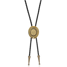 Fashionable retro alloy denim hat, cowhide rope, polo tie necklace