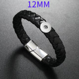 Simple woven leather magnetic buckle bracelet fit 12mm snap button jewelry