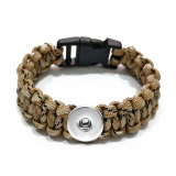 24.5CM  Handmade Lifesaving rope black line bracelets fit 20mm snaps chunks