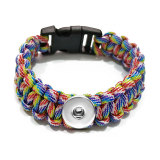 24.5CM  Handmade Lifesaving rope black line bracelets fit 20mm snaps chunks