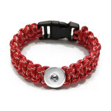 24.5CM  Handmade Lifesaving rope black line bracelets fit 20mm snaps chunks