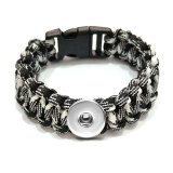 24.5CM  Handmade Lifesaving rope black line bracelets fit 20mm snaps chunks