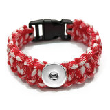 24.5CM  Handmade Lifesaving rope black line bracelets fit 20mm snaps chunks