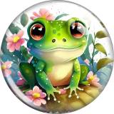 20MM frog Print glass snap button charms