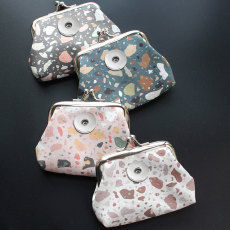 Cute Mini Clip Bag PU Stone Pattern Key Bag Children's Zero Wallet fit 20MM  Snaps button jewelry wholesale