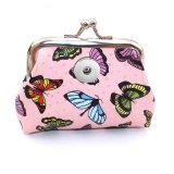 PU Butterfly Cute Mini Clip Bag Coin Storage Bag fit 20MM  Snaps button jewelry wholesale