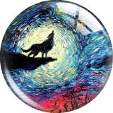 20MM Van Gogh starry animals Print glass snap button charms