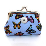 PU Butterfly Cute Mini Clip Bag Coin Storage Bag fit 20MM  Snaps button jewelry wholesale