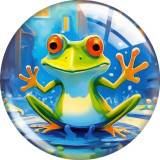 20MM frog Print glass snap button charms