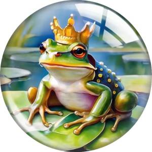 20MM frog Print glass snap button charms