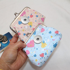 Cute Mini Clip Bag PU Stone Pattern Key Bag Children's Zero Wallet fit 20MM  Snaps button jewelry wholesale