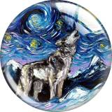 20MM Van Gogh starry animals Print glass snap button charms