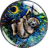 20MM Van Gogh starry animals Print glass snap button charms
