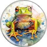 20MM frog Print glass snap button charms