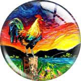 20MM Van Gogh starry animals Print glass snap button charms
